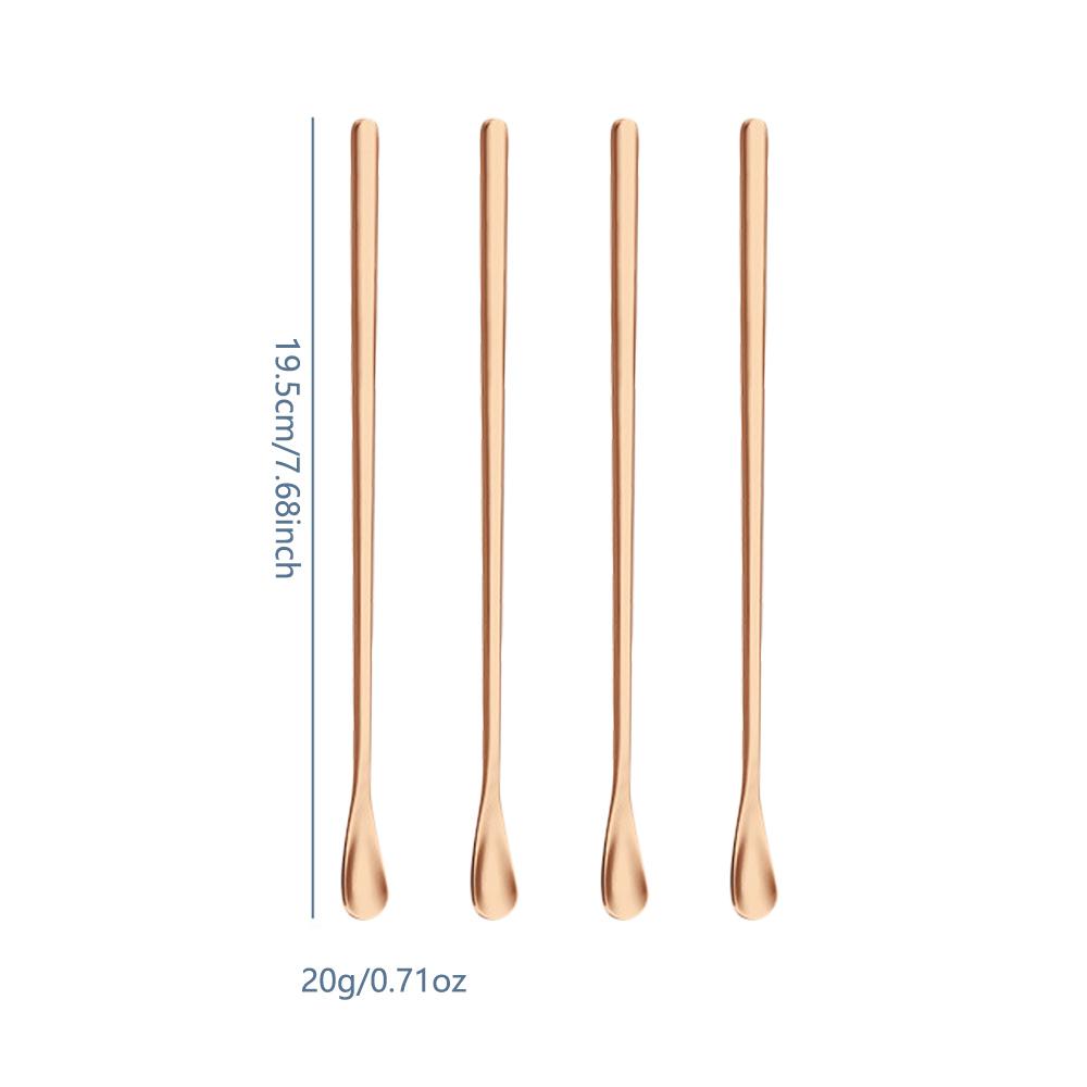 4Pcs 304 Stainless Steel 7.68inch Stirring Spoon Juice Ice Cream Scoop Coffee Tea Spoon Bar Tableware Kitchen Tool Seasoning Mixing Dessert