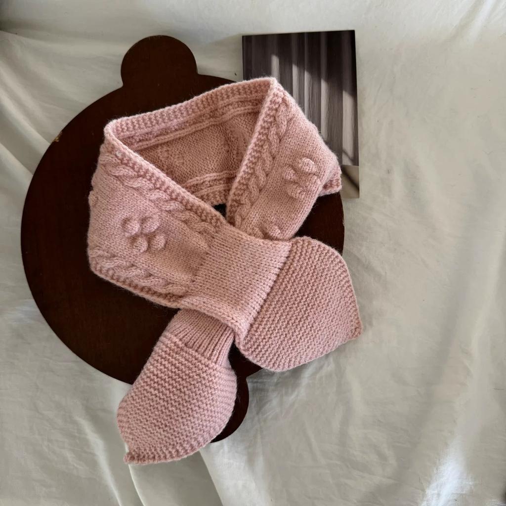 Korean Fashion Simple Solid Color Baby Scarf Neck Warmer Thermal Winter Scarf for Toddlers Casual Solid Color Windproof Design Kids Scarf