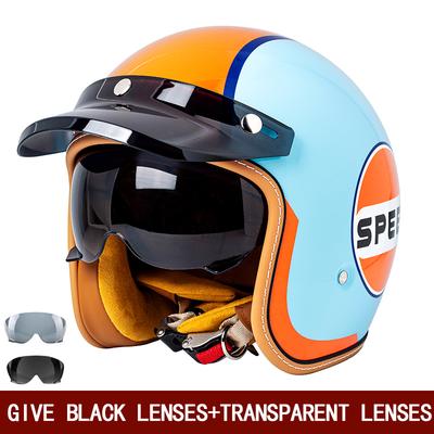 Retro Semi-open Motorcycle Helmet Cross-country Motorcycle Accessories Motorcycle Helmet 3/4 Retro Helmet In Winter