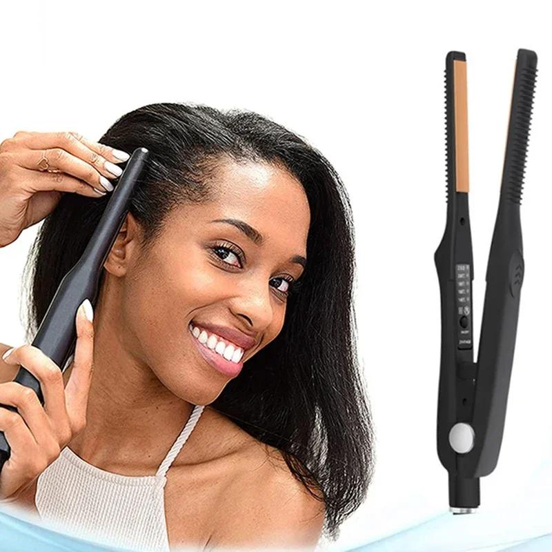 Piastra per Capelli e Arricciacapelli Mini 2-in-1 Professionale in Ceramica Piastra Piatta Corta per Donne e Uomini Raddrizzacapelli per Barba