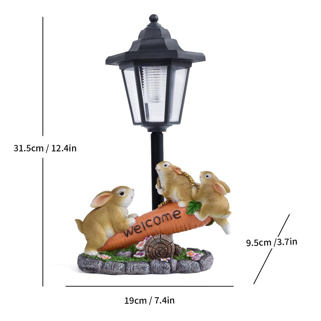 JYL TS/077,American Creative Carrot Rabbit Resin Solar Outdoor Light Statue for Garden Path Ambient Lamp