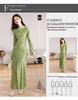 Green Field Slimming French Retro Bodycon Dress - Elegant Ribbed Long Sleeve