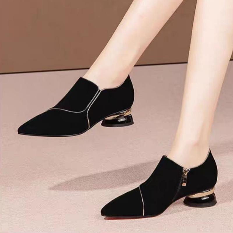Pumps Sexy Suede Pointed Toe Women Mid Heels Shoes Chunky Elegant Shoes 2025 Trend Autumn Fad Party Pumps Dress 37 2640₽