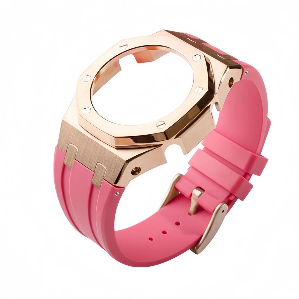 GMA-S2100 Mod-Kit für Casio G-SHOCK GMA S2100 Damen Edelstahl Metallgehäuse Gummi-Uhrenarmband Modifizierte Uhrenarmband-Zubehörteile