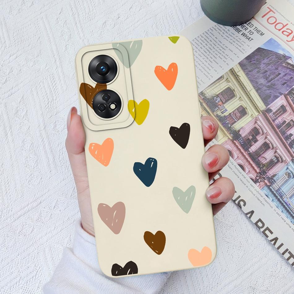 Per Custodia Telefono Oppo Reno 8T 8Z Cuore Amore Protezione Fotocamera Morbido Silicone Liquido Copertura Posteriore Per OPPO Reno8T 4G 5G 8 Lite Guscio
