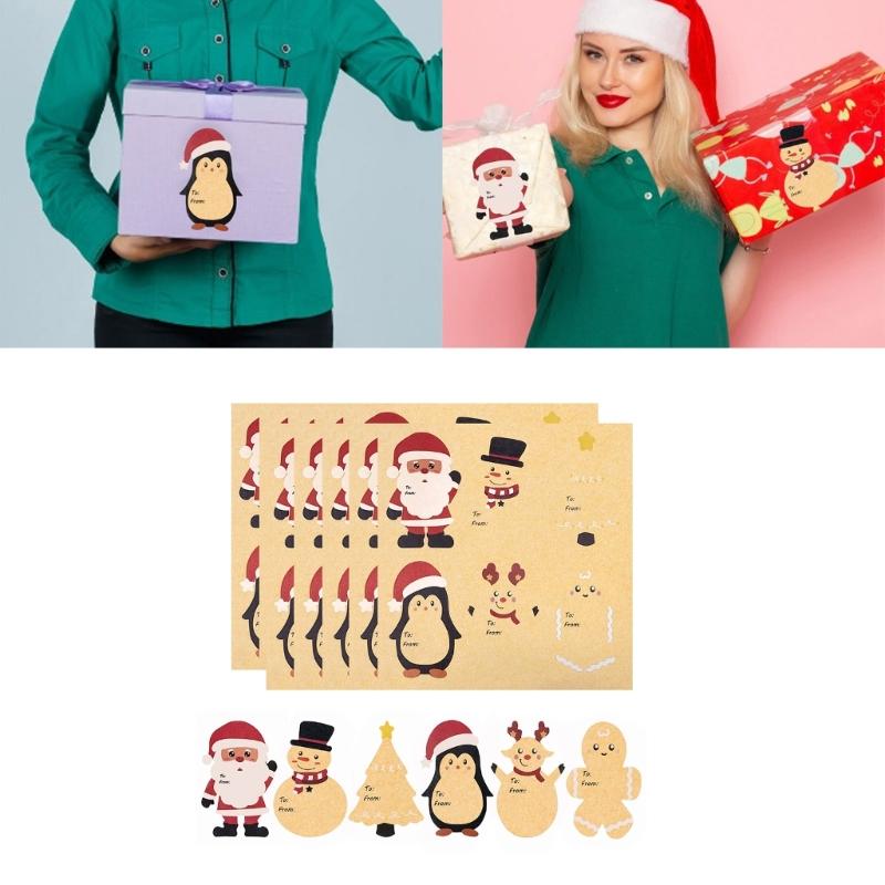10PCS Christmas Label Individual-Adhesive Wrapping Label Christmas Name Transfers for Envelopes Box Cards Christmas Decoration