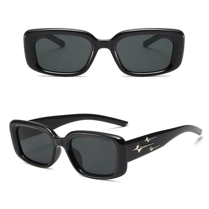 Korean Fashoin Retro Meteor Punk Sunglasses Y2K Women UV400 Sun Shade Rectangular Glasses Simple Design Trendy Eyewear