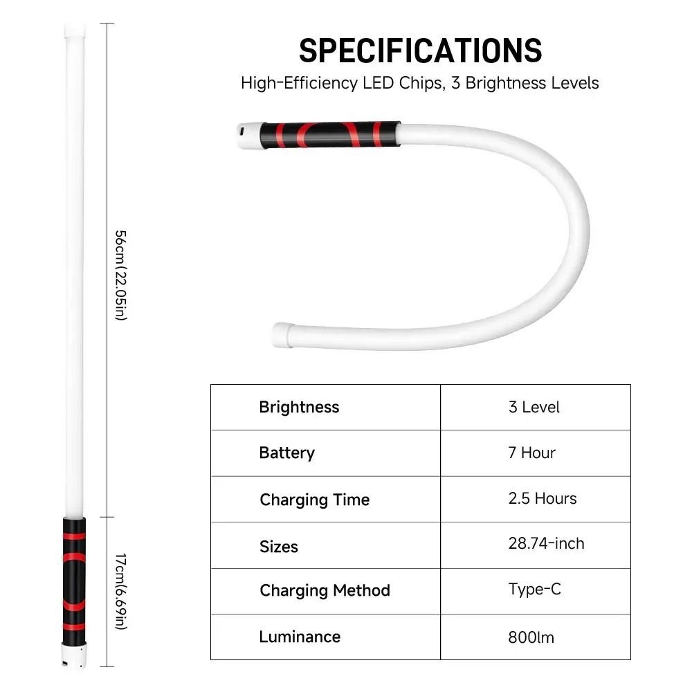 High-Lumen Flexible Work Light 3 Brightness Modes Bendable LED Flashlight Automotive Repair