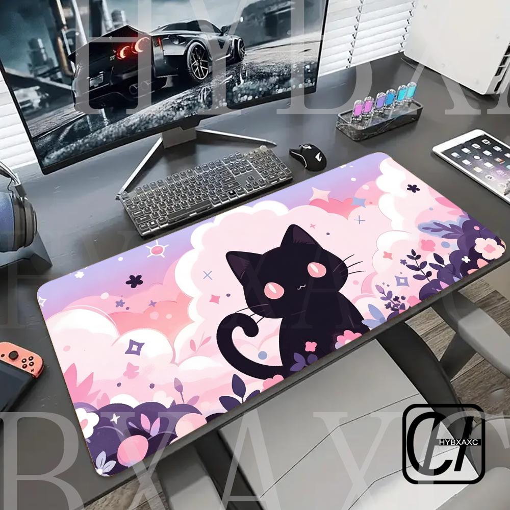 

Красочный Кот Розовый Милый Кавайный Коврик для Мыши Игровые Скоростные Клавиатурные Коврики Коврик для Мыши XXL Резиновый Ковер Заблокированный Край HYBXAXC Коврик 900x400мм 600x300x2mm