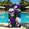 Rose Skull Flower Towel For Outdoor Camping Beach Towel Super Absorbent Quick-Drying Summer Towel
