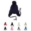 Kids Children Knit Hat Solid Color Ear Flaps Cap Boy Girl Warm Beanie Bonnet