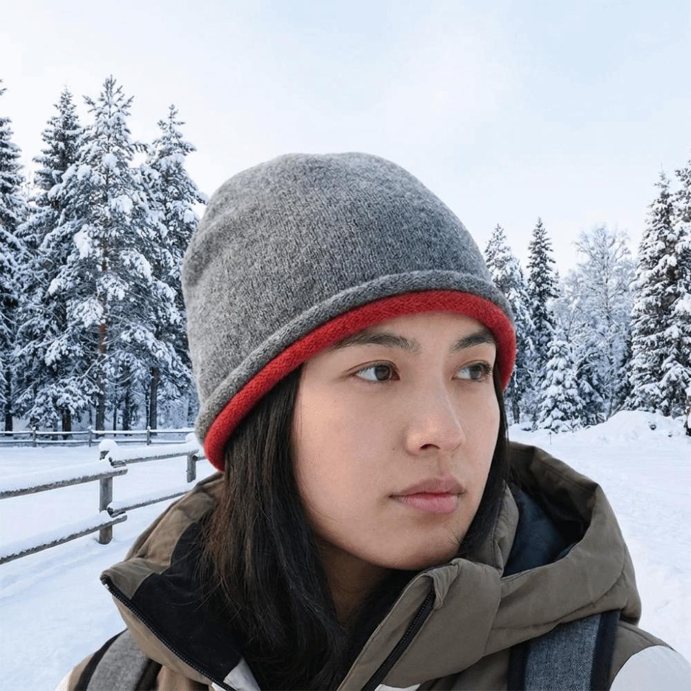 Double-sided Knitted Stacked Hat Streetwear Brimless Beanie Cap Pullover Cap Women Girls