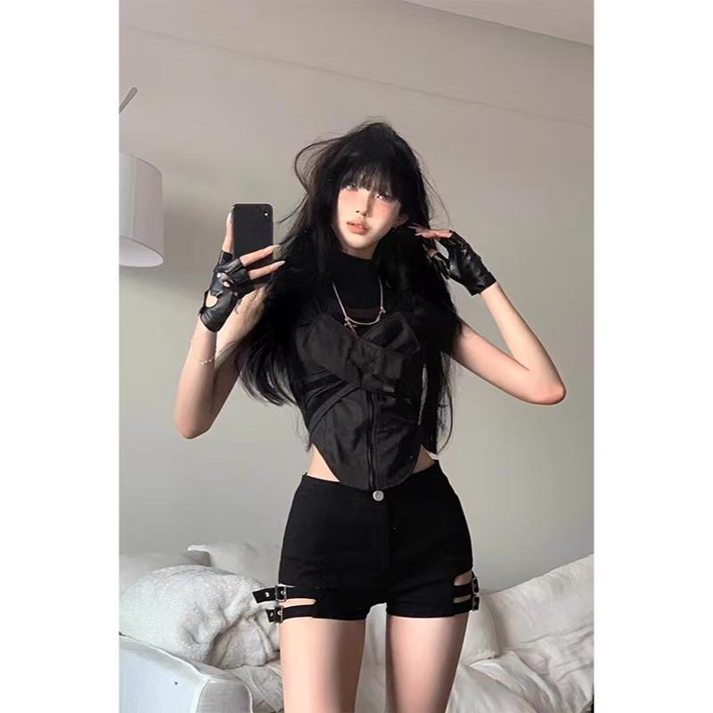 European & American High-Waisted Lace-Up Hollow Sexy Hot Pants