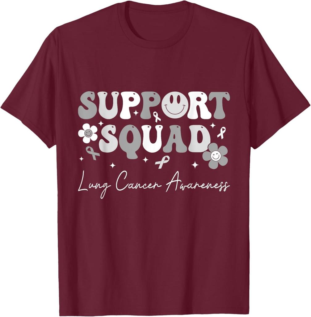 Cute Groovy Support Squad Lung Cancer Awareness Unisex T-Shirt