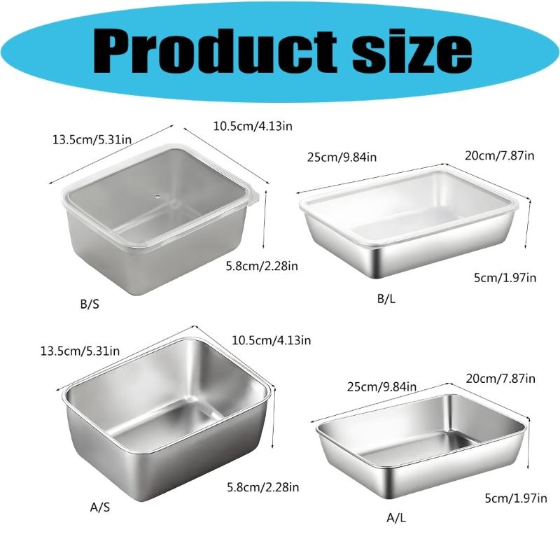 Reusable Stainless Steel Food Tray Smooth Rectangular Kitchen Container for Prep Storage Serving and Dining Use