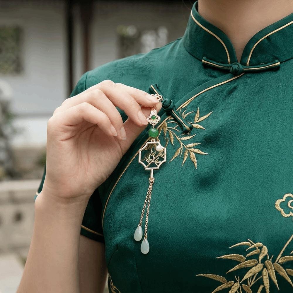 Zinc Zinc Alloy Women Hanfu Ornament Long Tassel Lapel Brooch Exquisite Chinese Style Brooch Women