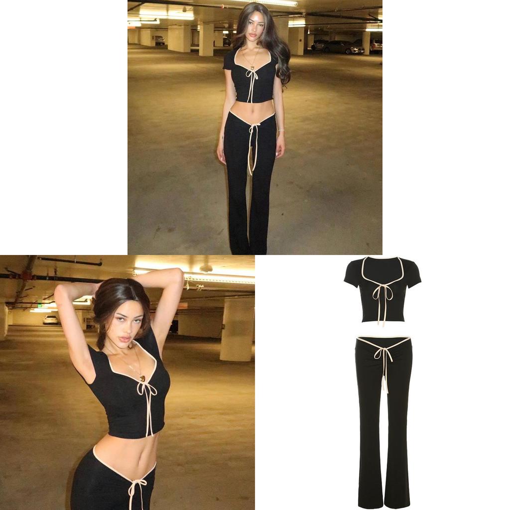 Streetwear Girl Set With Polyester Splicing For Casual Summer Wear