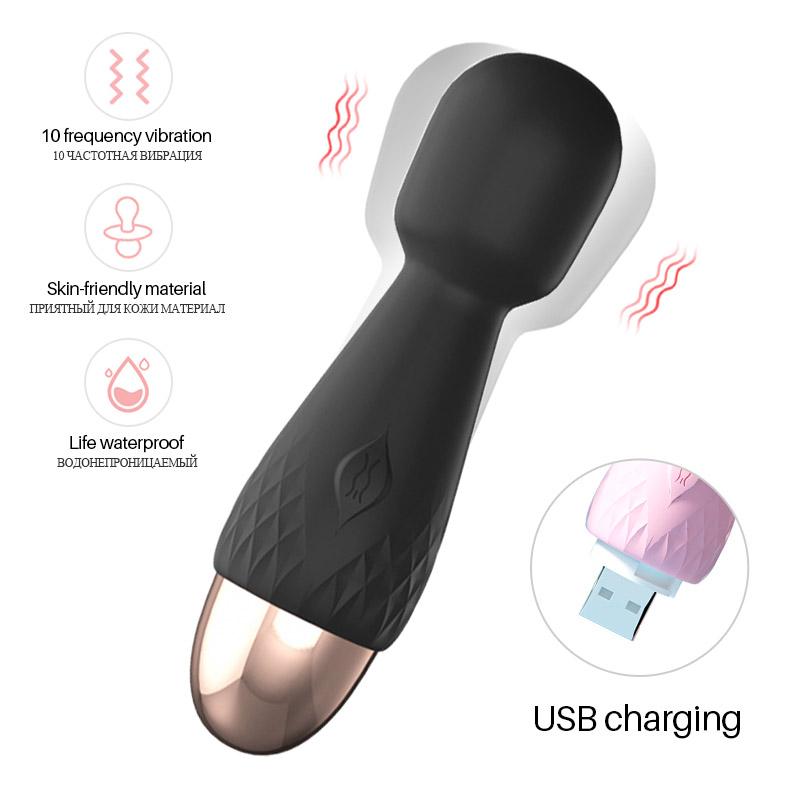 Výkonný vibrátor Malá velikost USB dobíjecí Magic Wand AV Vibrátor Clitoris Masážní přístroj Erotické sexuální hračky