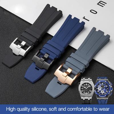 For AP 15703 Watchband Rubber WatchStrap 28mm Black Waterproof, Sweatproof and Wear-Resistant Bracelet Male