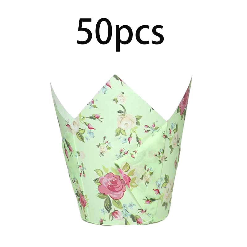 50Pcs Tulip Muffin Cupcake Paper Cups Oilproof Cupcakes Liner Baking Muffin Cup Cake Holder Decorating Tools Muffin Wrap Cases