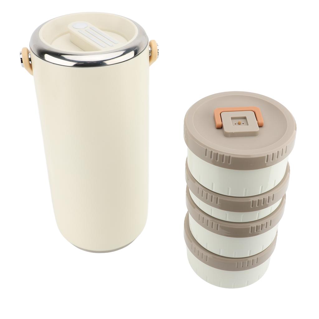 Vacuum Insulated Food Jar 3.4L Stainless Steel Wide Mouth Portable Sealed Leakproof Hot Food Container for Working White