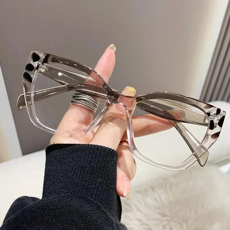 

Fashion Cat Eye Anti Blue Light Glasses Luxury Brand Designer Women Double Color Large Frame Lady s Prescription Eyewear Frames