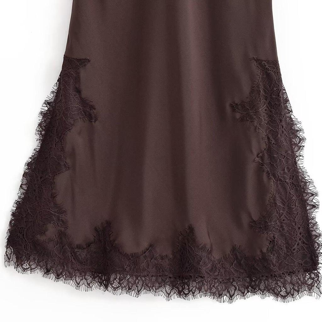 European Autumn Women's Mid-Length Lace Camisole Dress 2025