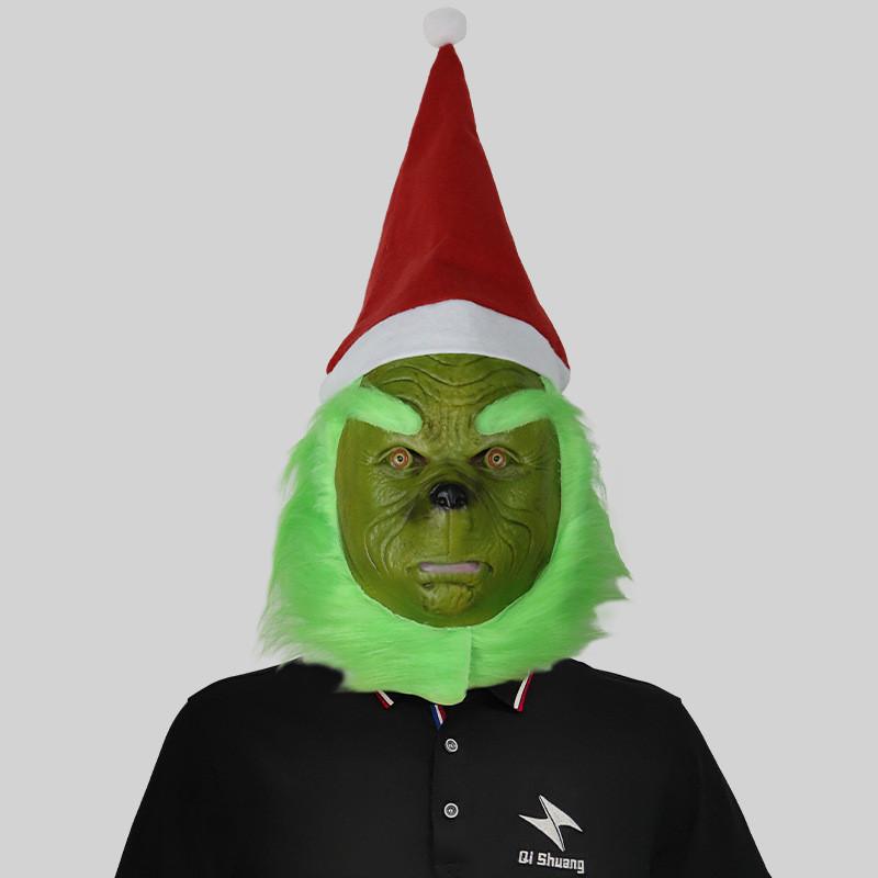 Hilarious Grinch Mask And Green Furry Gloves Set Ideal For Christmas Parties And Halloween Celebrations