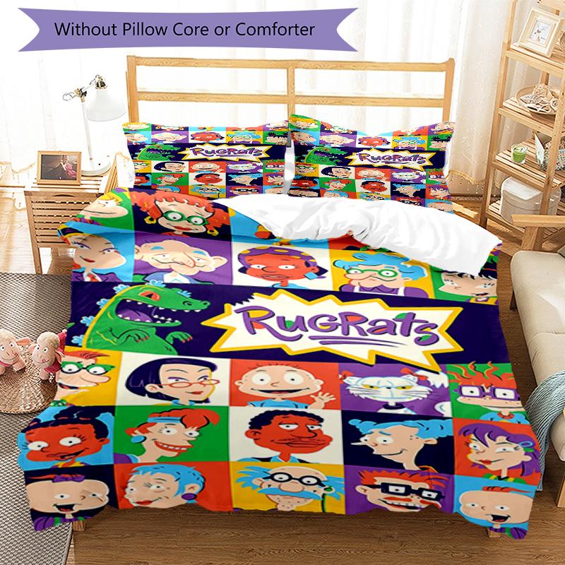 3pcs Rugrats in paris1 Design Cover Set - HD Printed Bedding with 1 Cover and 2 Pillowcases - Perfect for Home and Dorm Decor