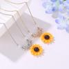 Pendant Necklace Sunflower Elegant Alloy Fake Pearl Leaf Chain Necklace for Dating