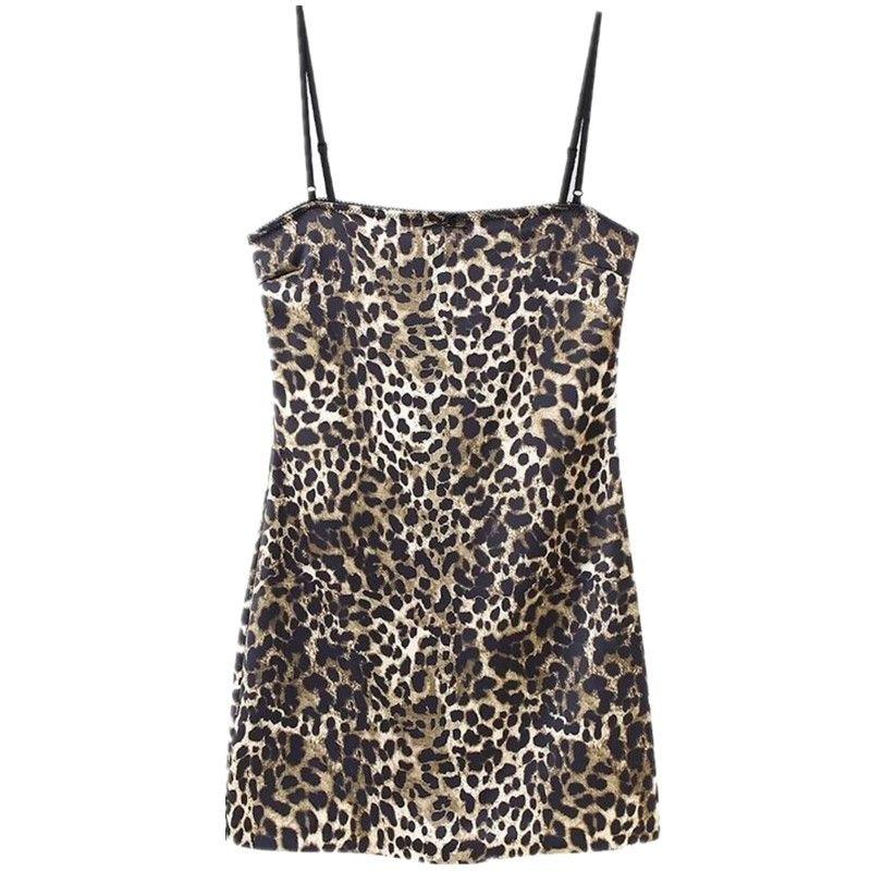 

Fashion Wind Winter New Arrival Women s Sling Silm Animal Pattern Print Satin Short Dress 3067201 051 Picture color L