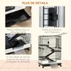 Four-Tier Small Animal Cage, for Bunnies, Ferrets, Chinchillas w/ Wheels, Tray - Black