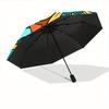 1pc Floral Mandala Design Automatic Open/Close Umbrella, Umbrella with Cartoon Design, Portable Compact Umbrella for Men & Women, Good Holid