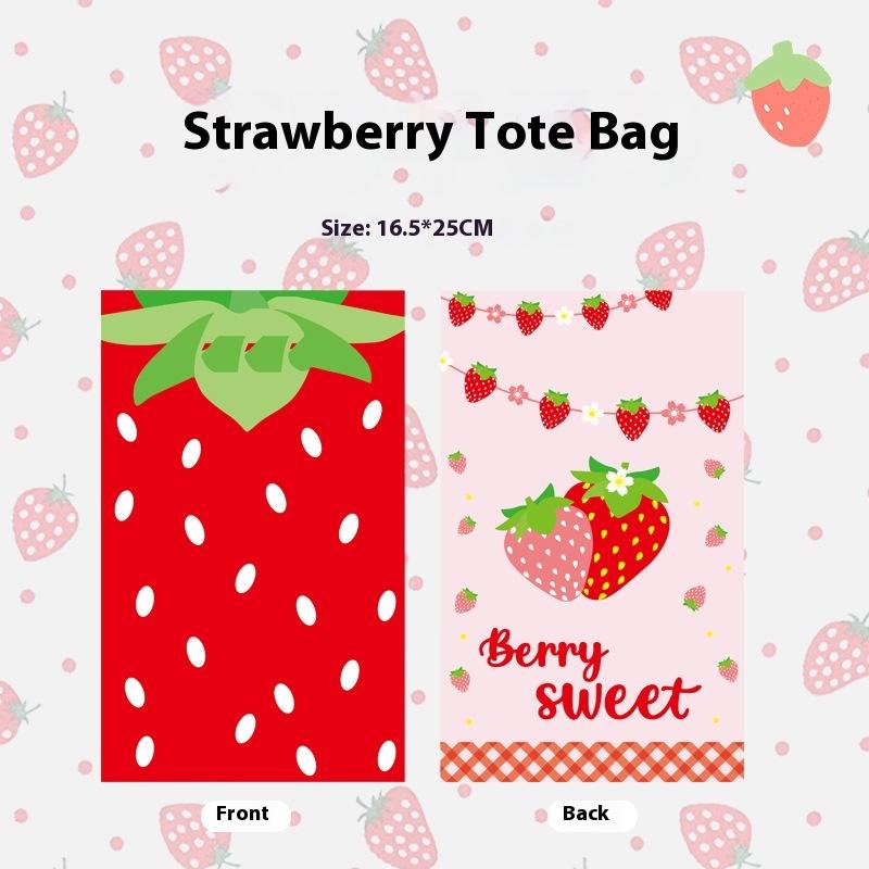 50Pcs Red Pink Strawberry Goody Candy Treat Gifts Bags Summer Berry Theme Kid Birthday Party Favor Supplies Decorations