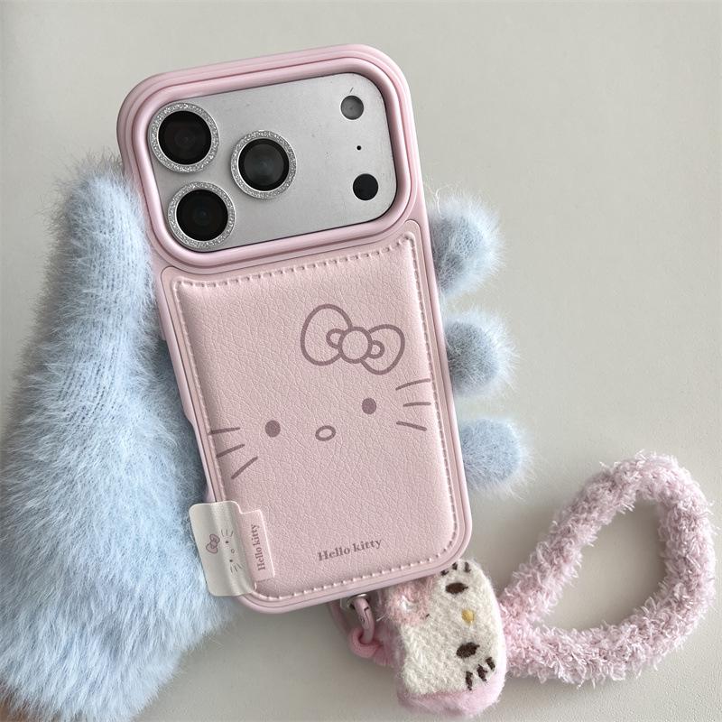 Hello Kitty Pink Leather Phone Case for iPhone 17/16 Pro Max/15/14