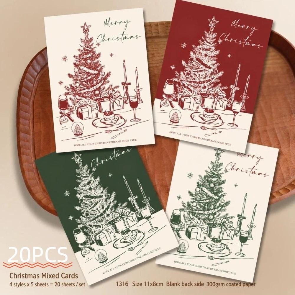Festive DIY Craft Christmas Hang Tags Hangable Design Pre-Punched Xmas Paper Greeting Cards Paper Gift Tags Party Decor