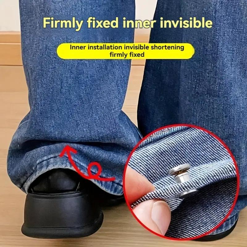 1 Pair Invisible Trouser Leg Shortening Artifact Trouser Leg Anti-drag Adjustment Buckle No-seam Closing Fixed Clip Edge Buckle