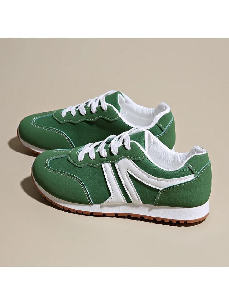 

Весна 2026 Новые женские кроссовки Удобные Уличные Модные Универсальные Плоская подошва Повседневные Кроссовки На шнуровке Женская спортивная обувь Большие размеры 36 зелёный