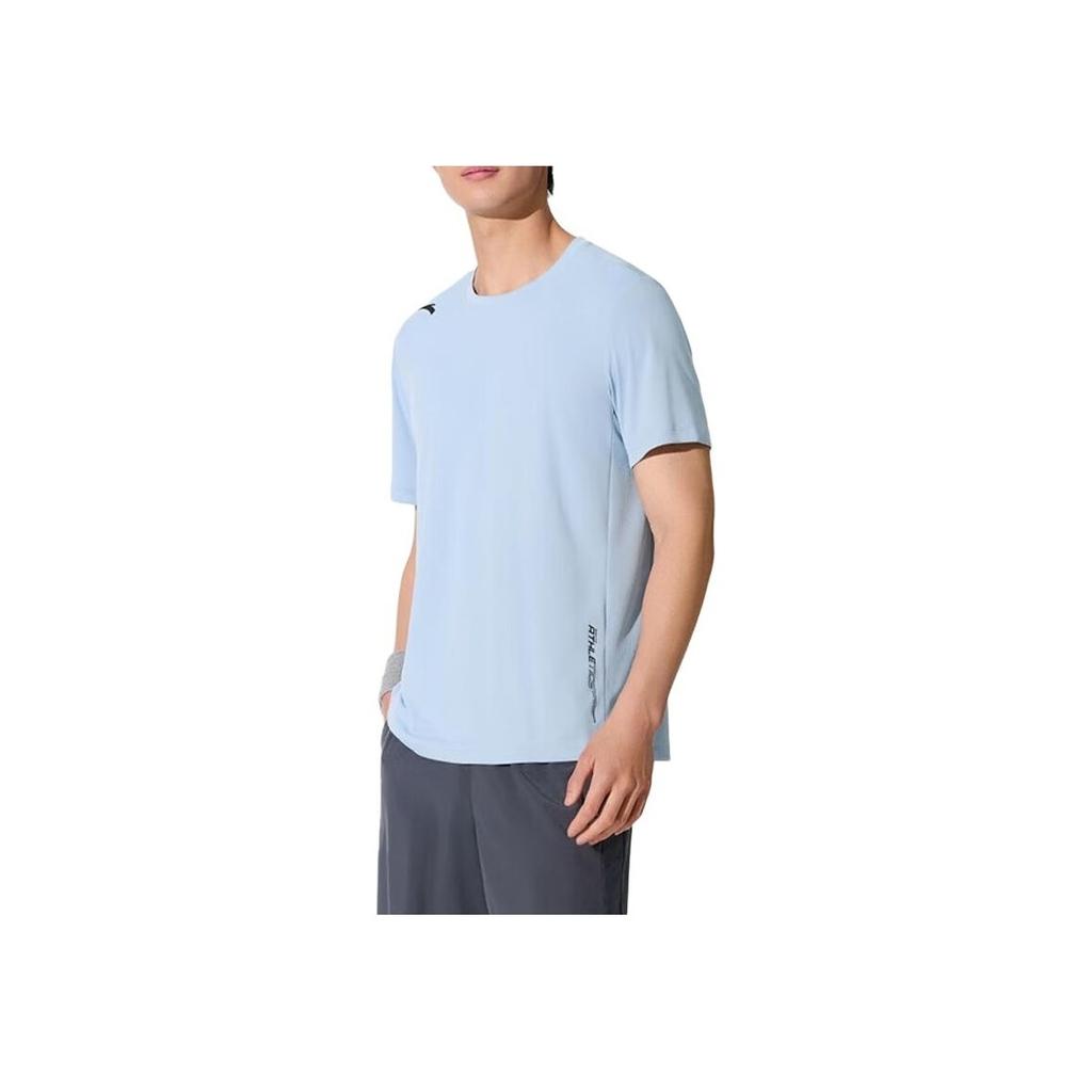 Anta Comfortable Breathable Simple Casual Versatile Short Sleeve T-Shirt Men Tops Wing-Blue 952527114-8