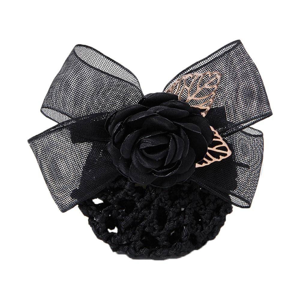 Hair Bun Cover Big Bow Korean Bun Snood Ponytail Clip Hairgrips Cover Net Women Spring Clips