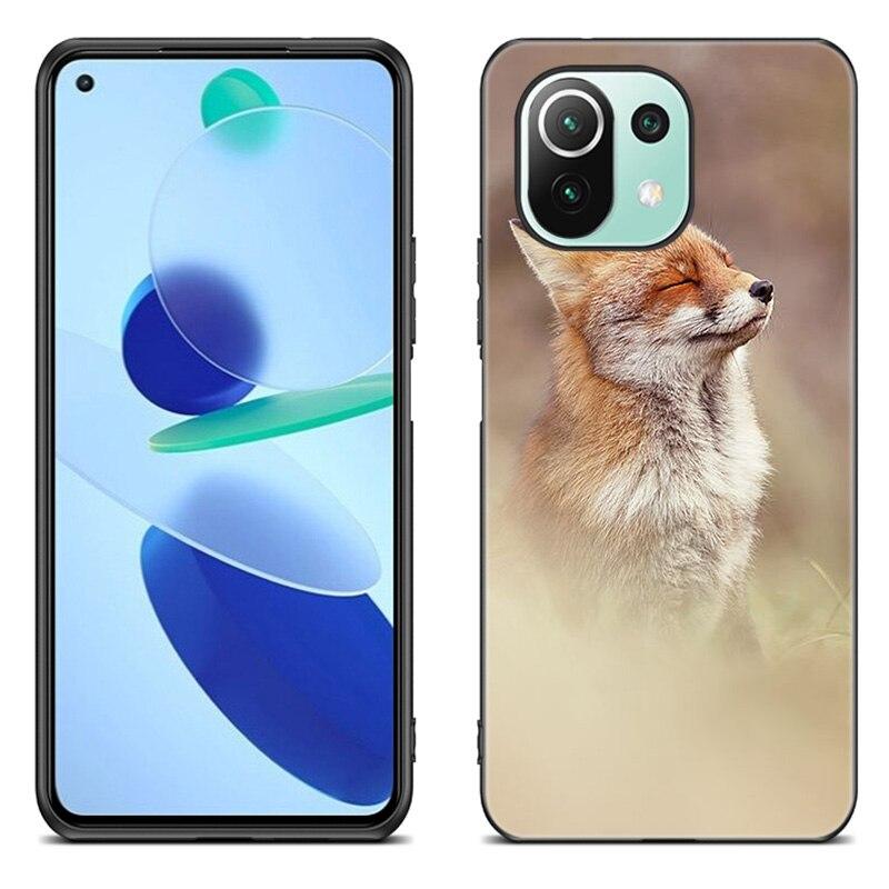 

Чехол с милым мультяшным животным лисой для Xiaomi Mi 11 Lite NE 11i 10T 11T Pro A2 A3 Lite POCO F3 M3 M4 C31 X3 Pro NFC GT, черный чехол Xiaomi POCO X3 NFC