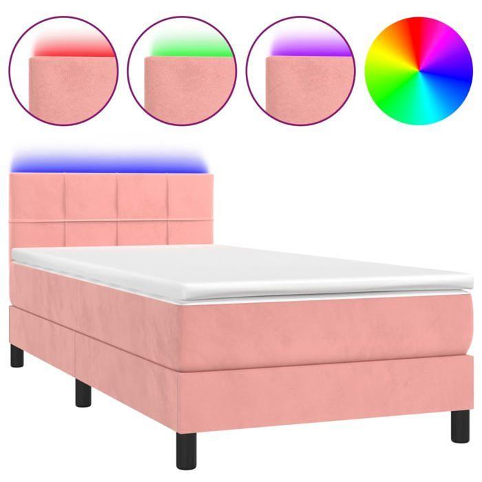 VidaXL Sommier à Lattes de Lit avec Matelas et LED, Lit Rembourré, Lit Simple, Lit Adulte de Chambre à Coucher Intérieur, 3134374