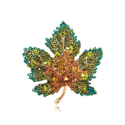Heavy Crystal Maple Leaf Brooch High-grade Female Exquisite Luxury Simples Corsage High-class Feeling Suit Coat Pin Accessories