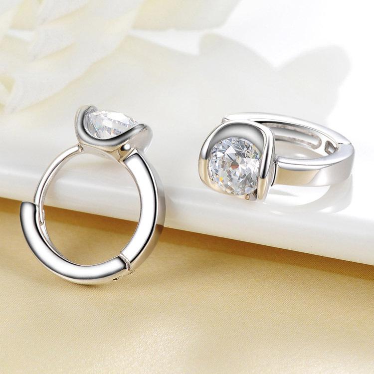 925 Sterling Silver Zircon Buckle Earrings For Women Fashion Exquisite Student Girlfriend Jewelry Accessories Party Gift