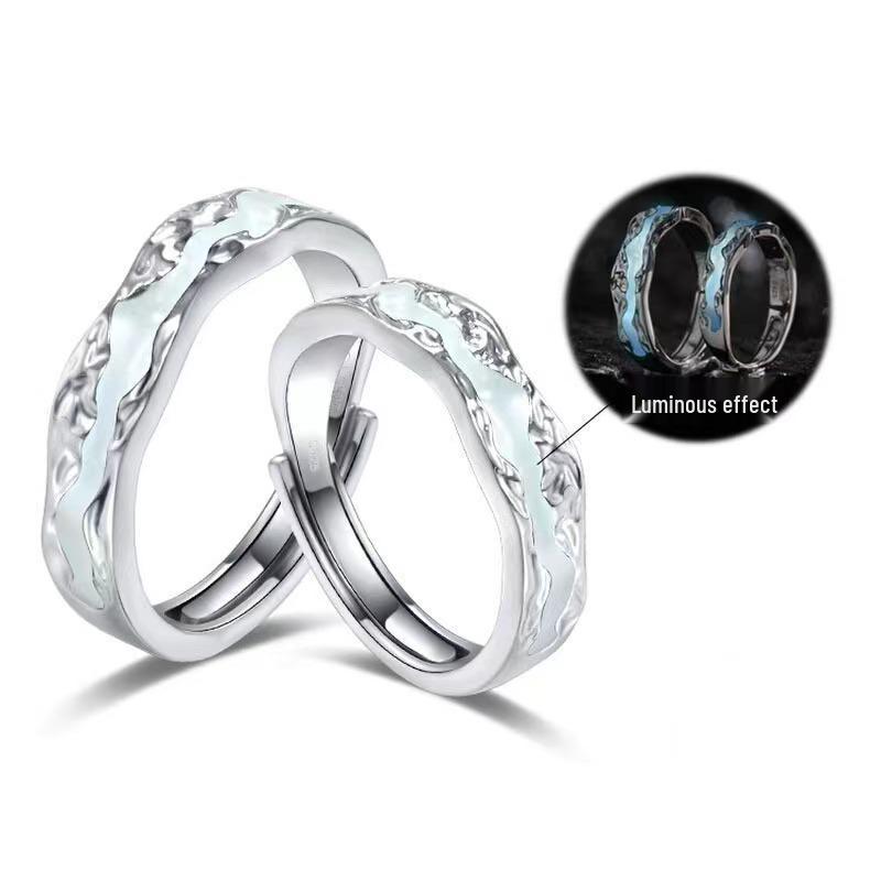 Light Year Luminous Couple Rings for Men and Women, Glow-in-the-Dark Epoxy, Openable Design, Birthday Gift Jewelry