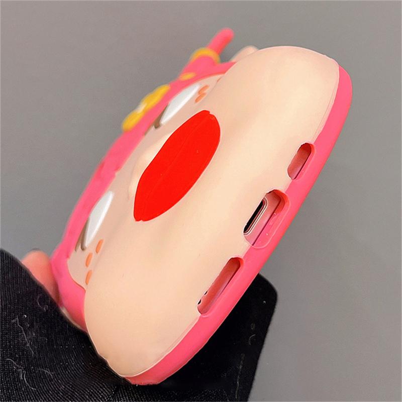 Japan süße lustige Cartoon 3D Zöpfe Mädchen Handytasche für Iphone 14 13 12 Pro Max 11 schöne Wurst Mund stoßfeste weiche Abdeckung