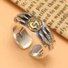 Vintage Eagle Claw Adjustable Open Ring Men Women Sterling Retro Animal Statement Jewelry