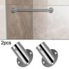 2PCS Stainless Steel Support Bracket Closet Corner Pole Bracket Support Holder Angle Flange Base End Supports Adjustable Angles