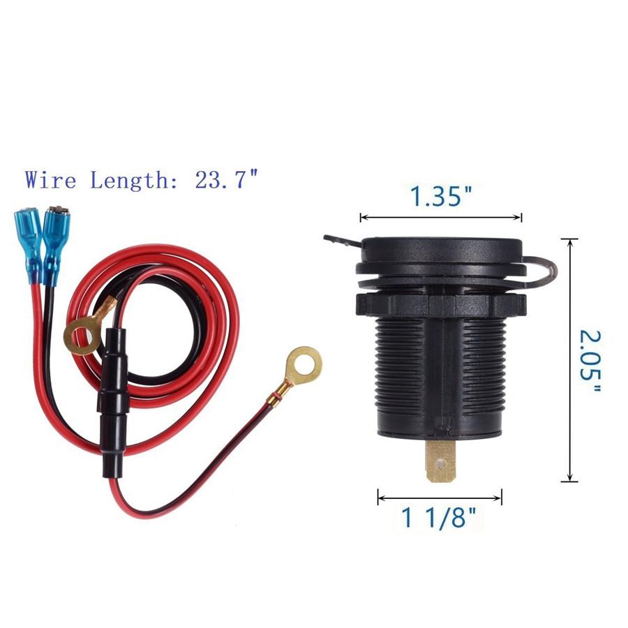 Car Motorcycle 3.1A 2 USB Charger Socket Waterproof Green LED Display Voltmeter