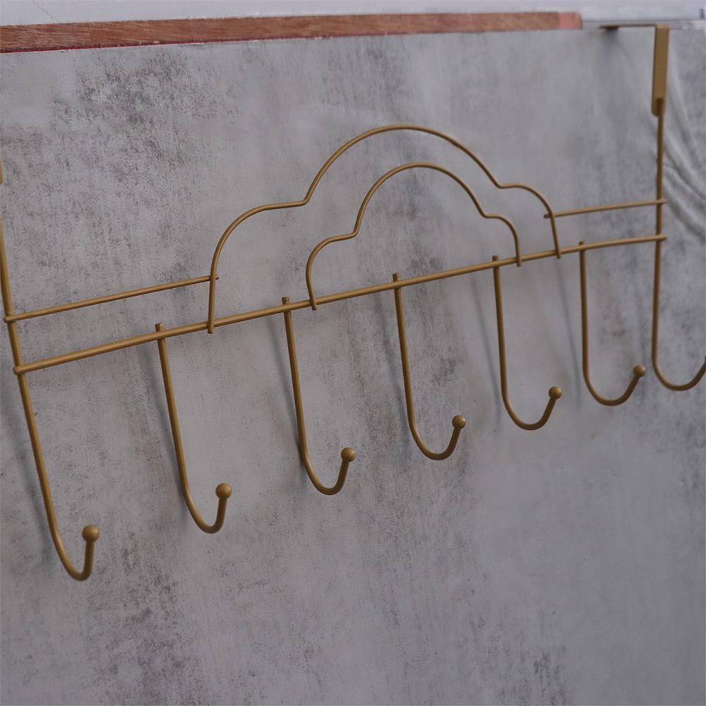 Iron Hat Coat Hooks Nail-Free Clothes Storage Rack Convenient 7-Hook Over Door Hanger  Back Door